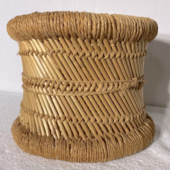 Vintage Bamboo & Jute Woven Planter Basket - Picture 15 of 15